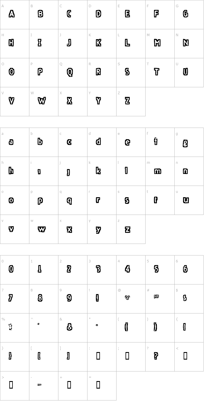 Character Map FiveFingerDiscount Font