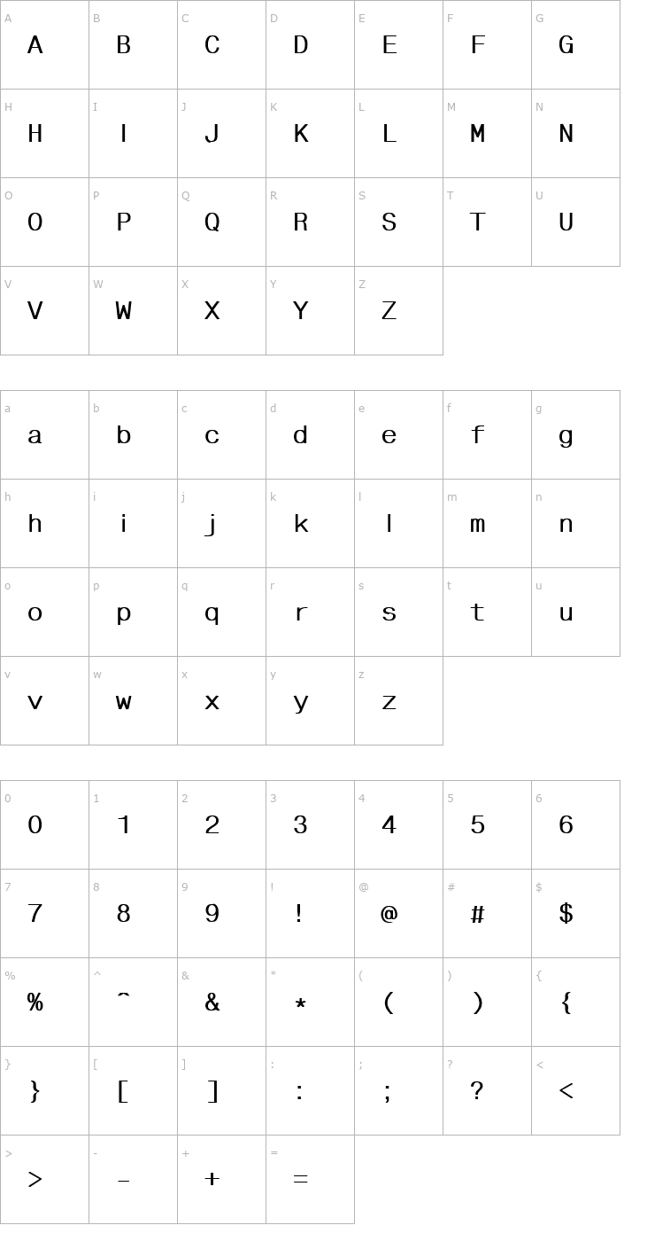 Character Map FixHelvDL Bold Font