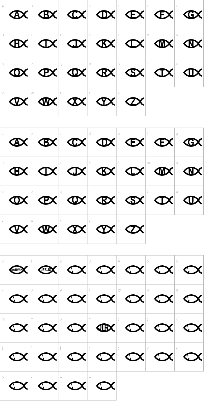 Character Map FL Darwinesque Font