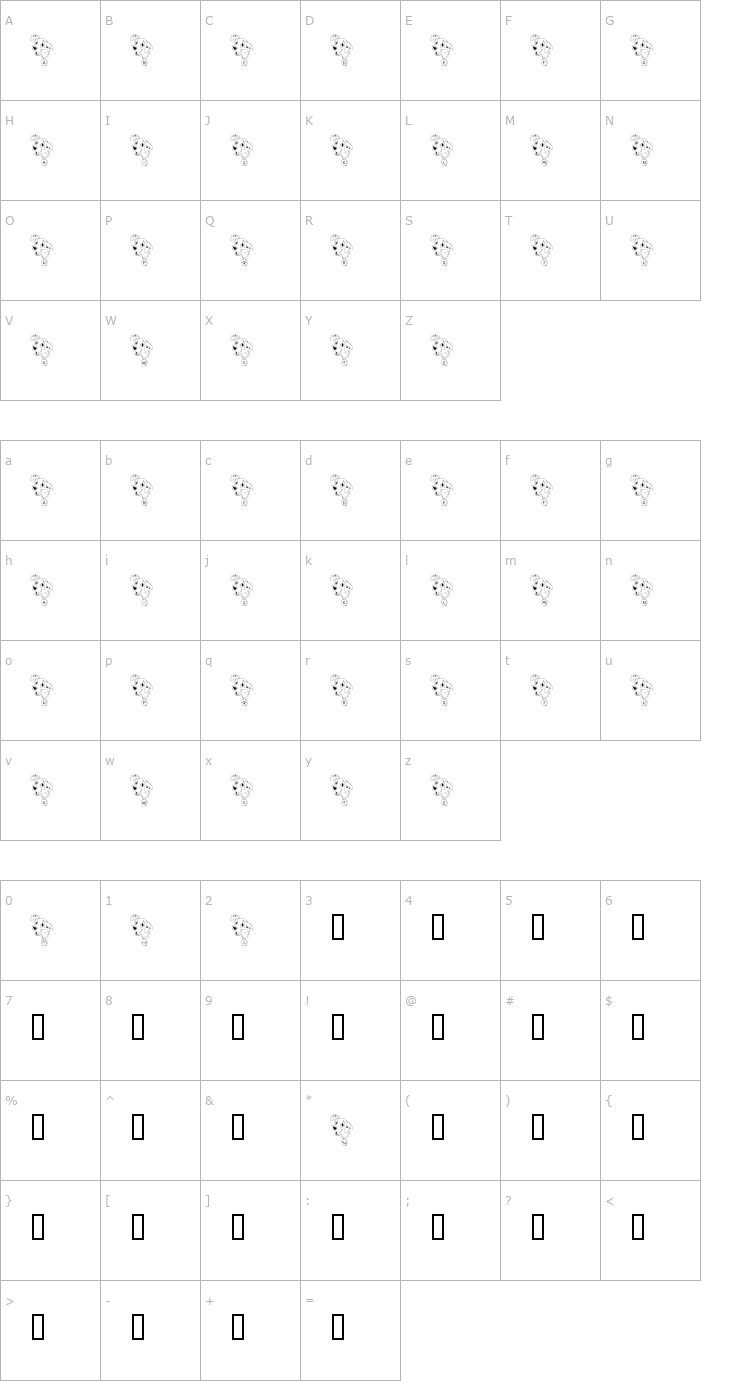 Character Map FL Firehouse Pup Font