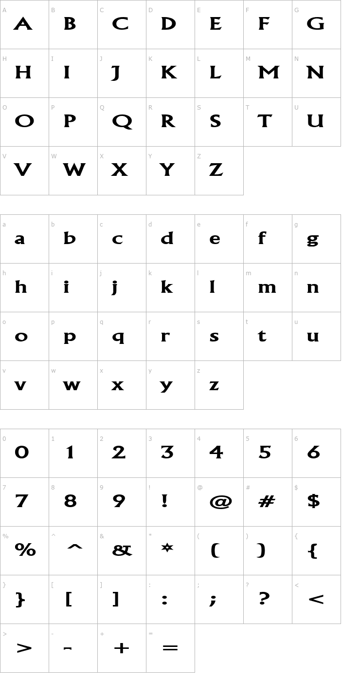 Character Map Flair Extended Bold Font