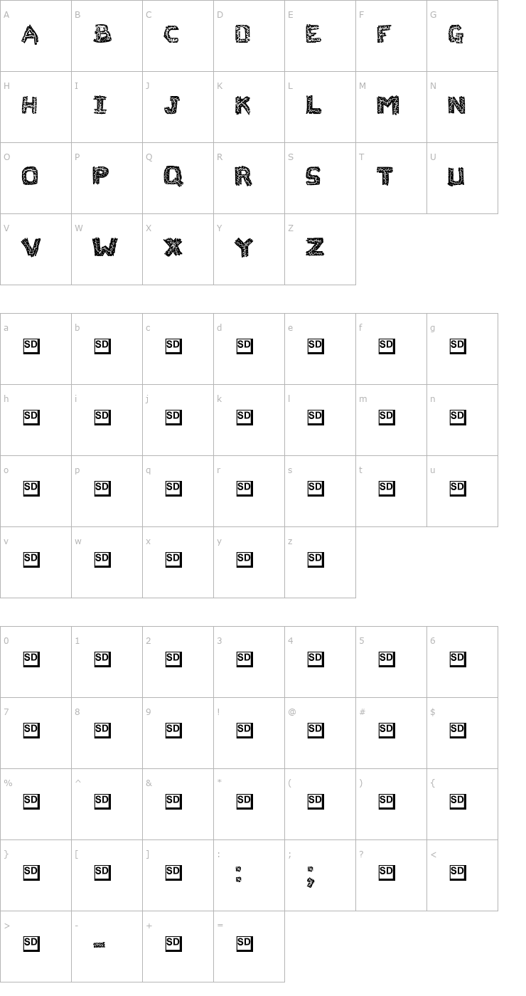 Character Map Flak Jacket Font