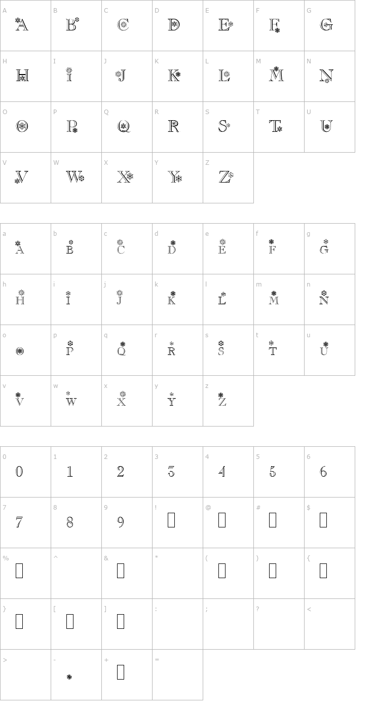 Character Map Flakes Font