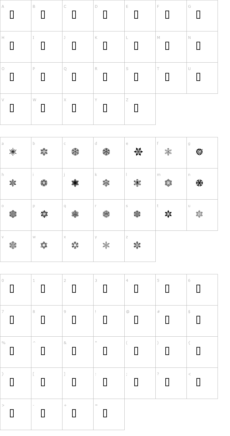 Character Map Flakey Font