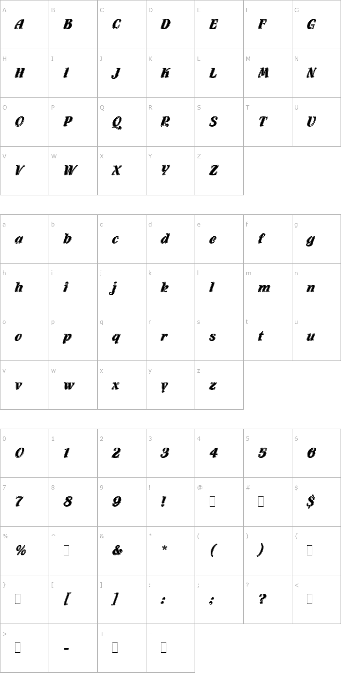 Character Map Flamenco Inline Plain Font