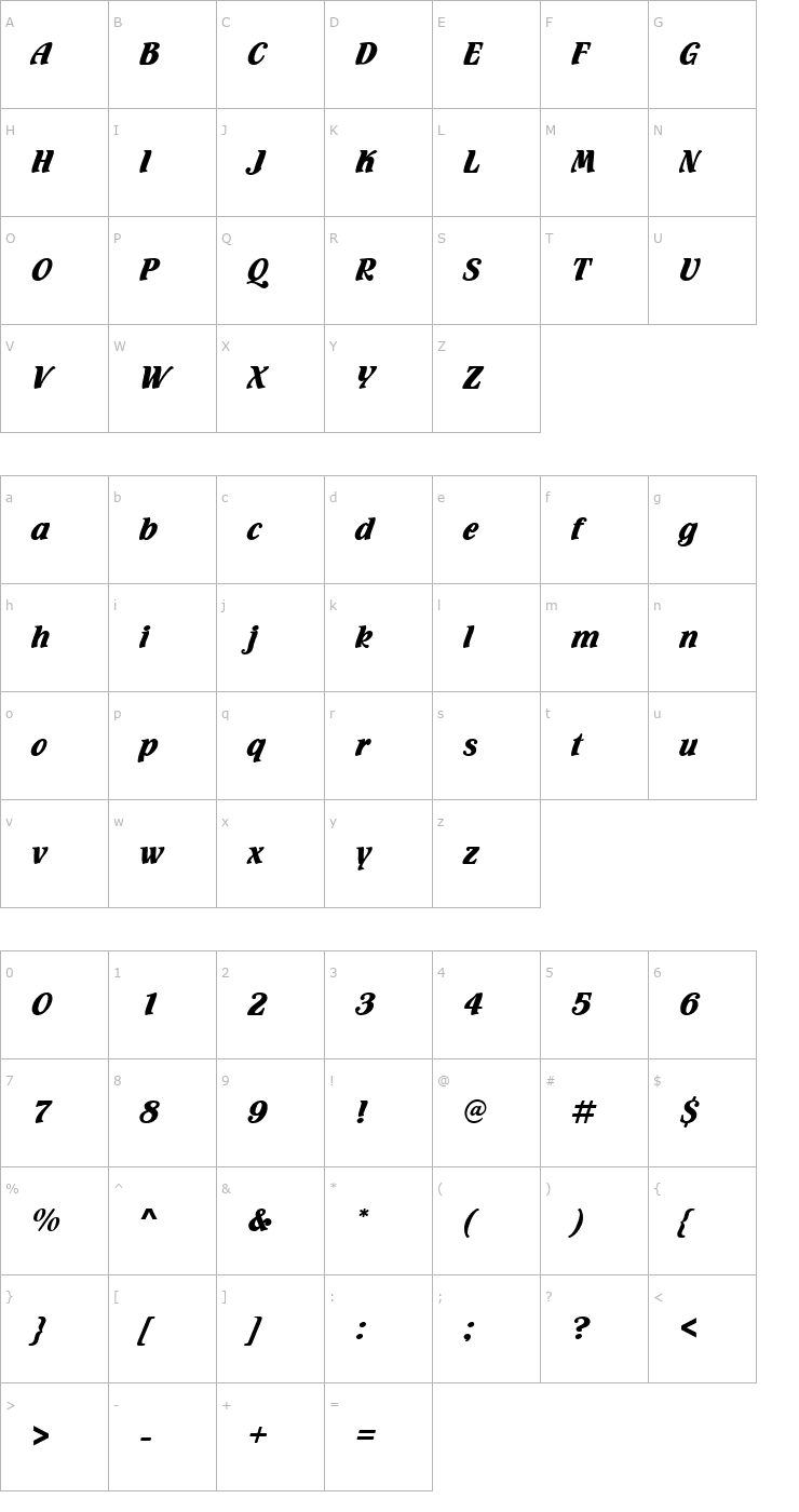 Character Map FlamencoD Font