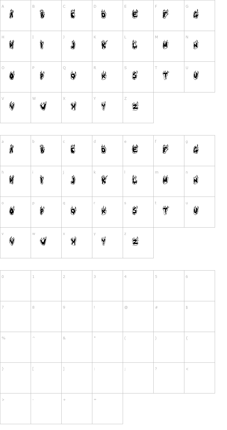 Character Map Flamer Font