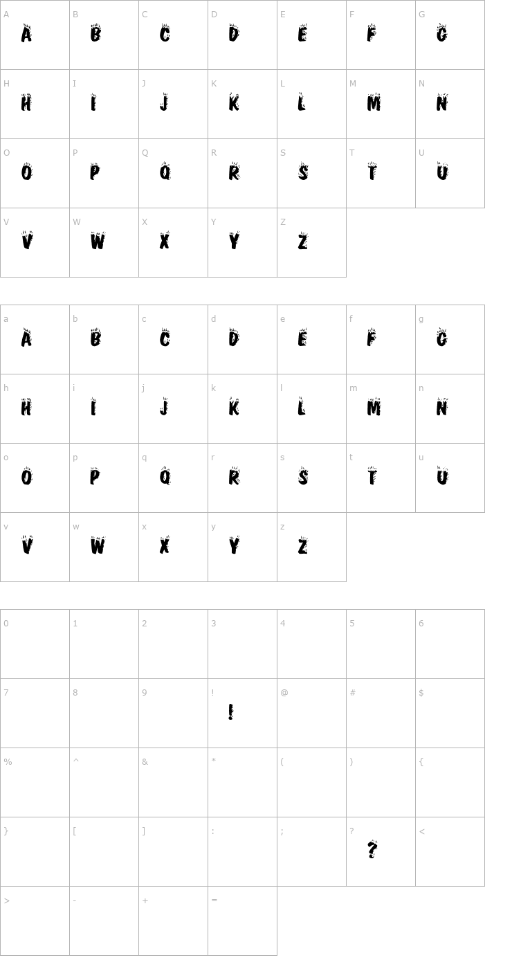 Character Map FlamingDisplayCaps Font