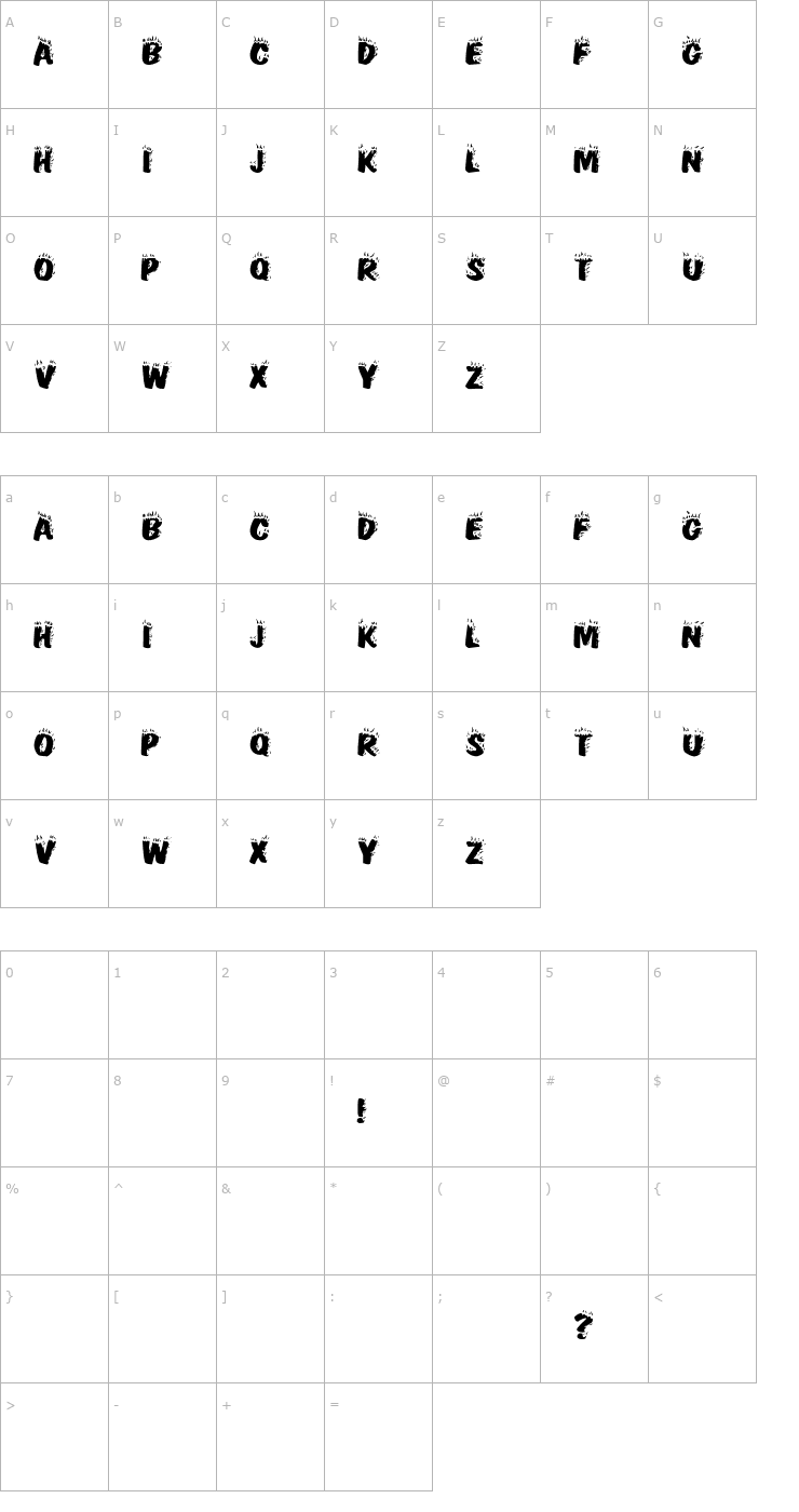 Character Map FlamingDisplayCapsHvy Font
