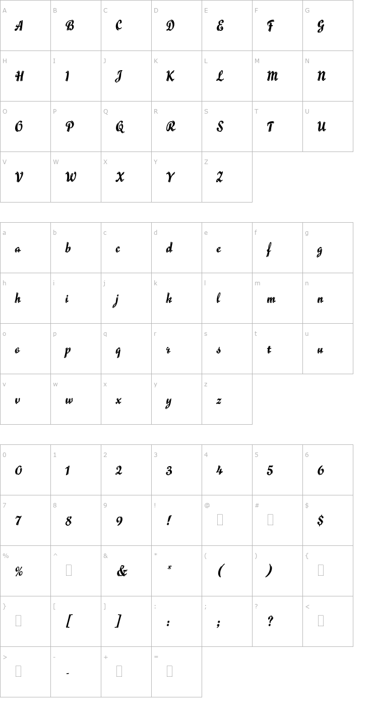Character Map FlammePlain Font