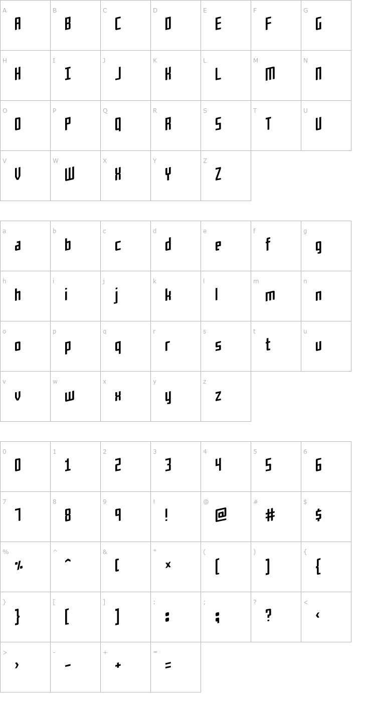 Character Map Flaphead Font