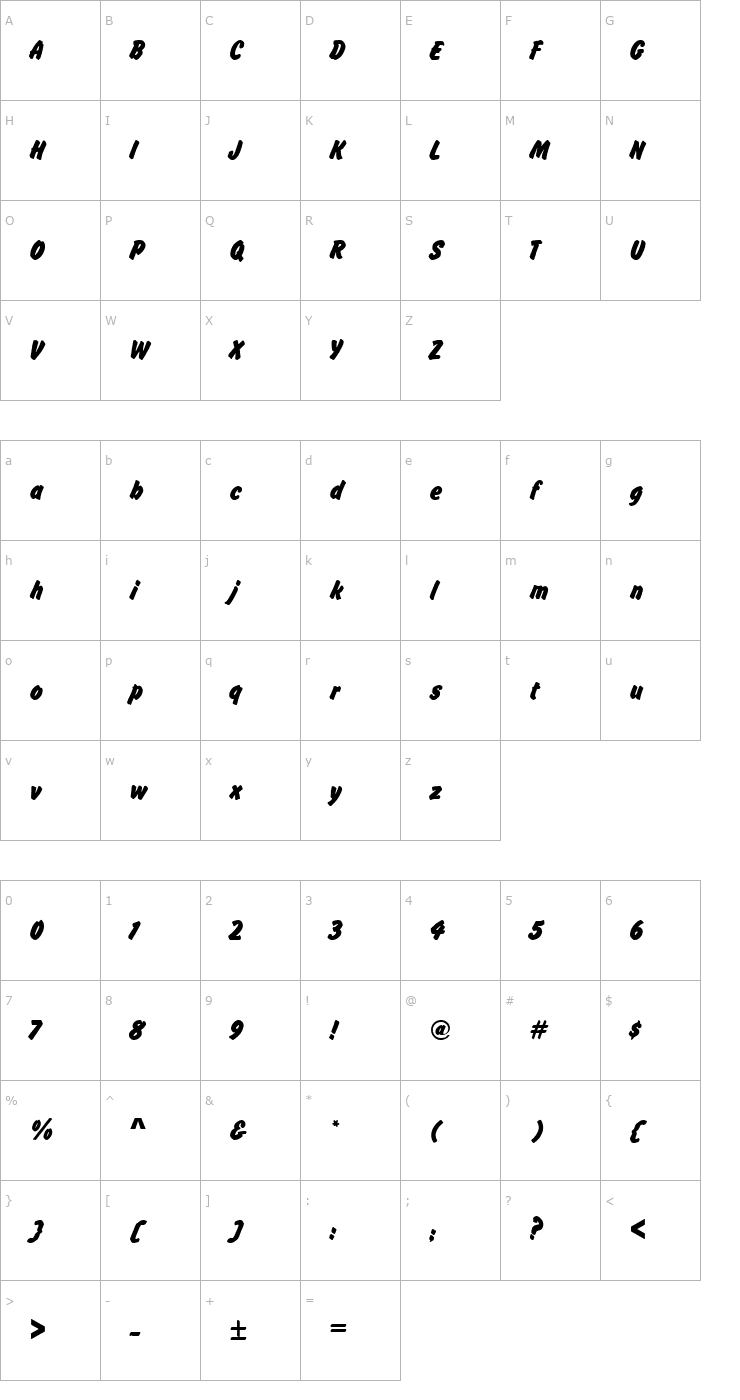 Character Map Flash Bold Font