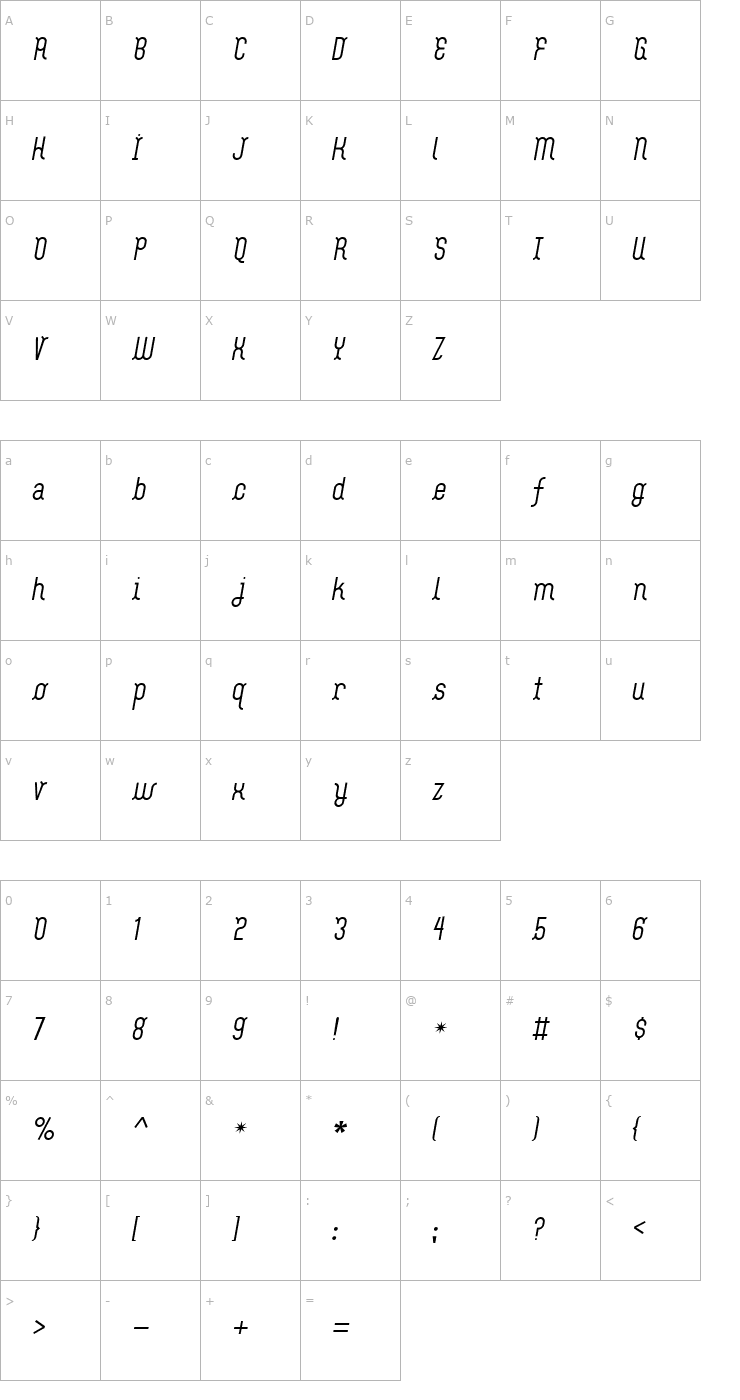 Character Map Flash Boy Font