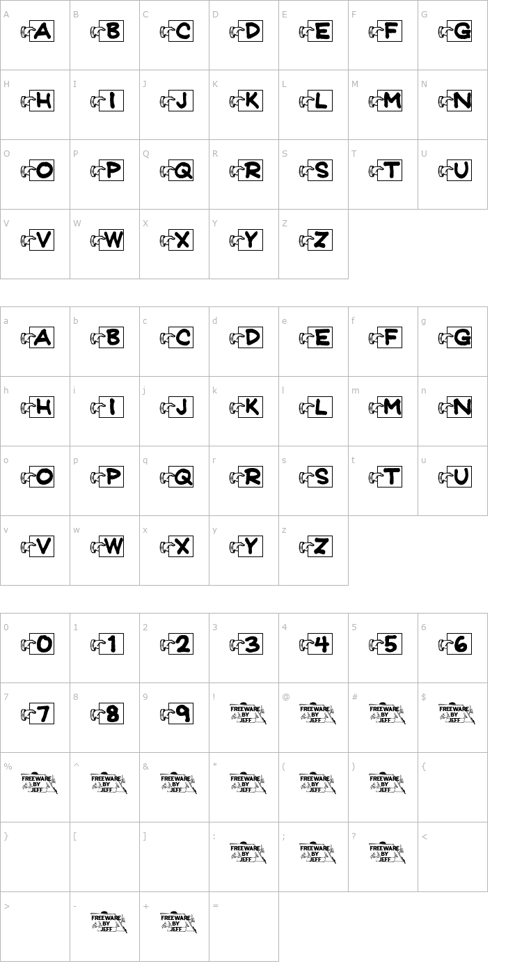 Character Map Flash Cards JL Font