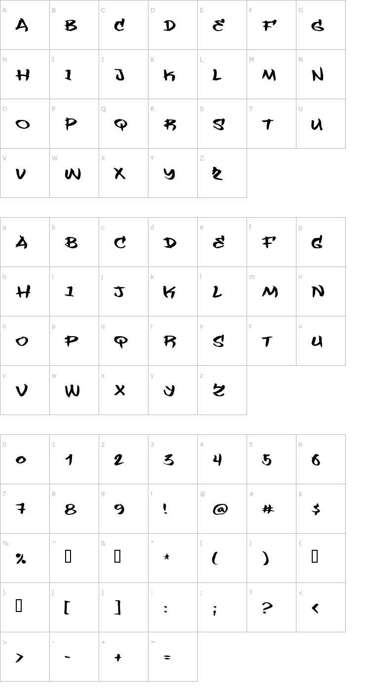 Character Map Flashit Font
