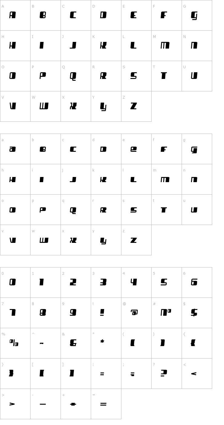 Character Map Flashlight Font