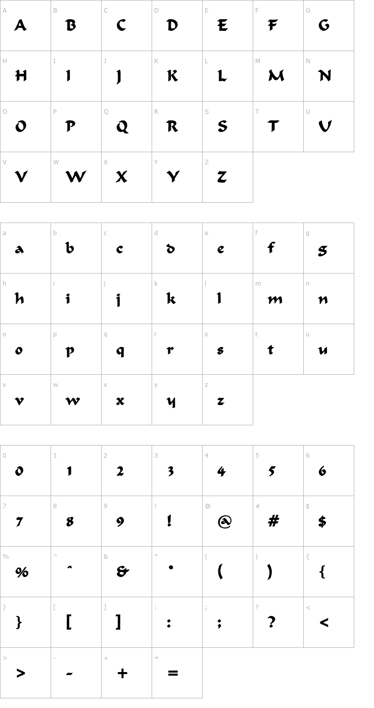 Character Map Flat Brush Bold Font