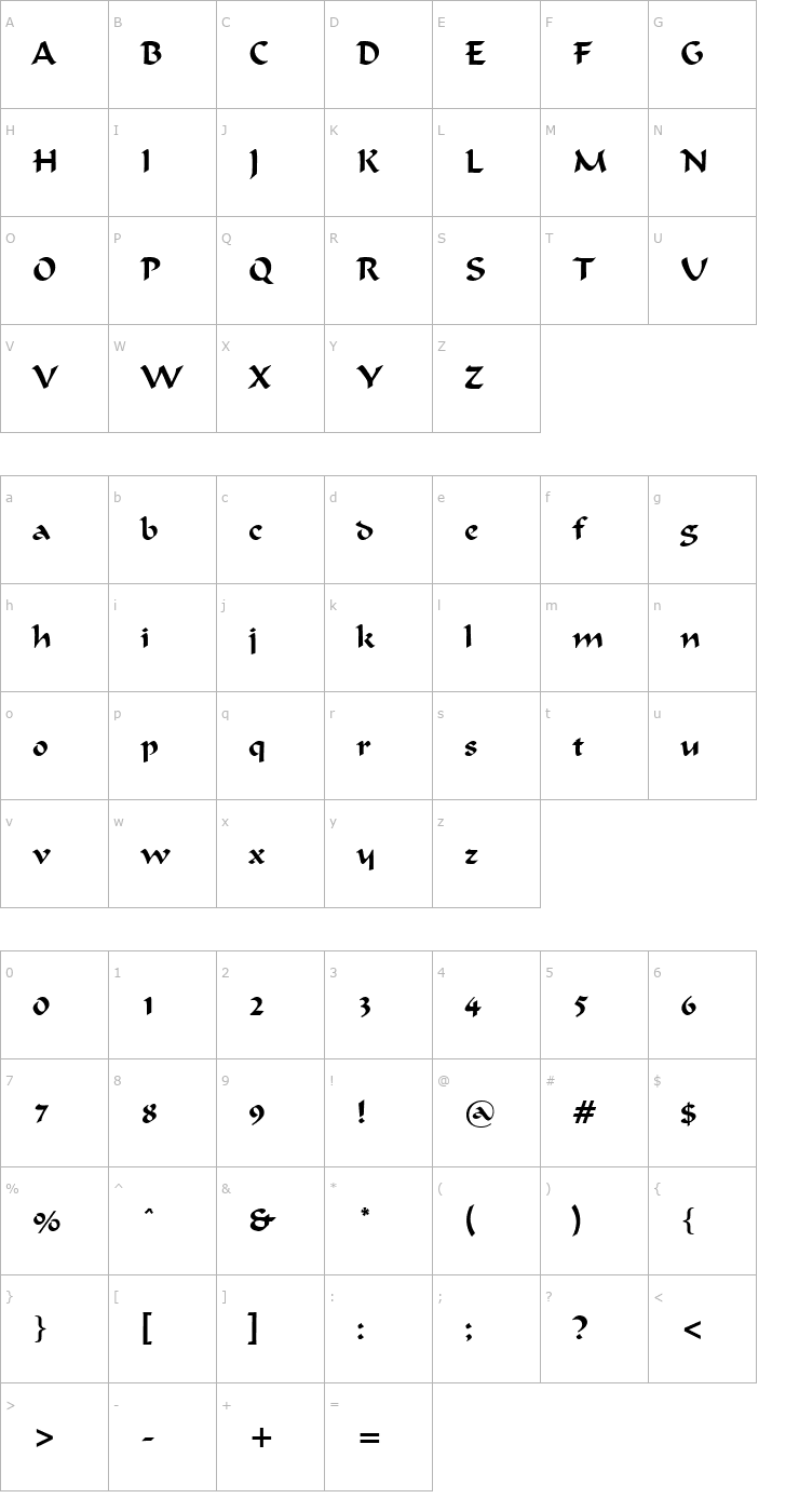 Character Map Flat Brush Wide Normal Font