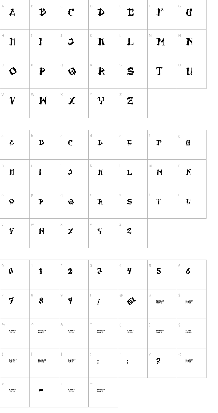 Character Map Flat Earth Scribe Font