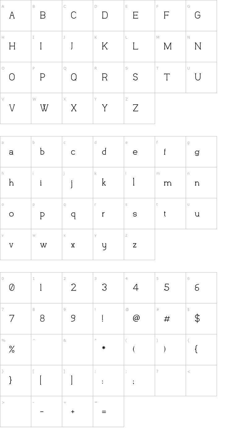Character Map Flatform Font