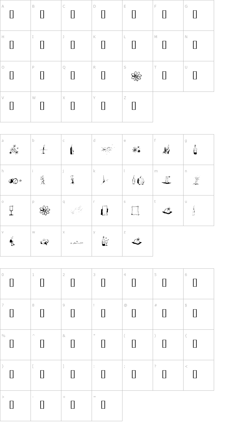 Character Map Fleur Aux Dents Font