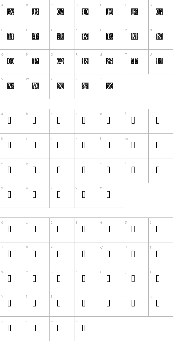 Character Map FleurCornerCaps Font