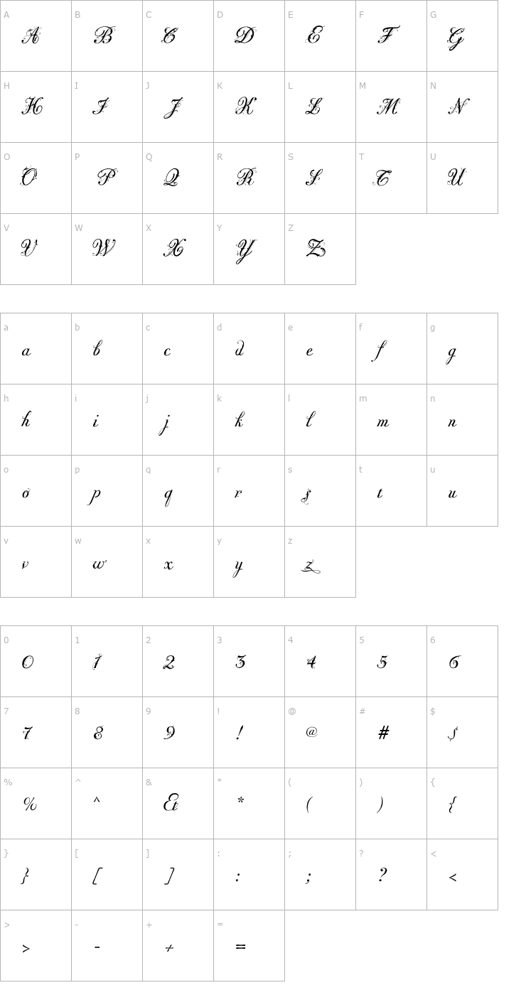 Character Map Fleurie PDF Font