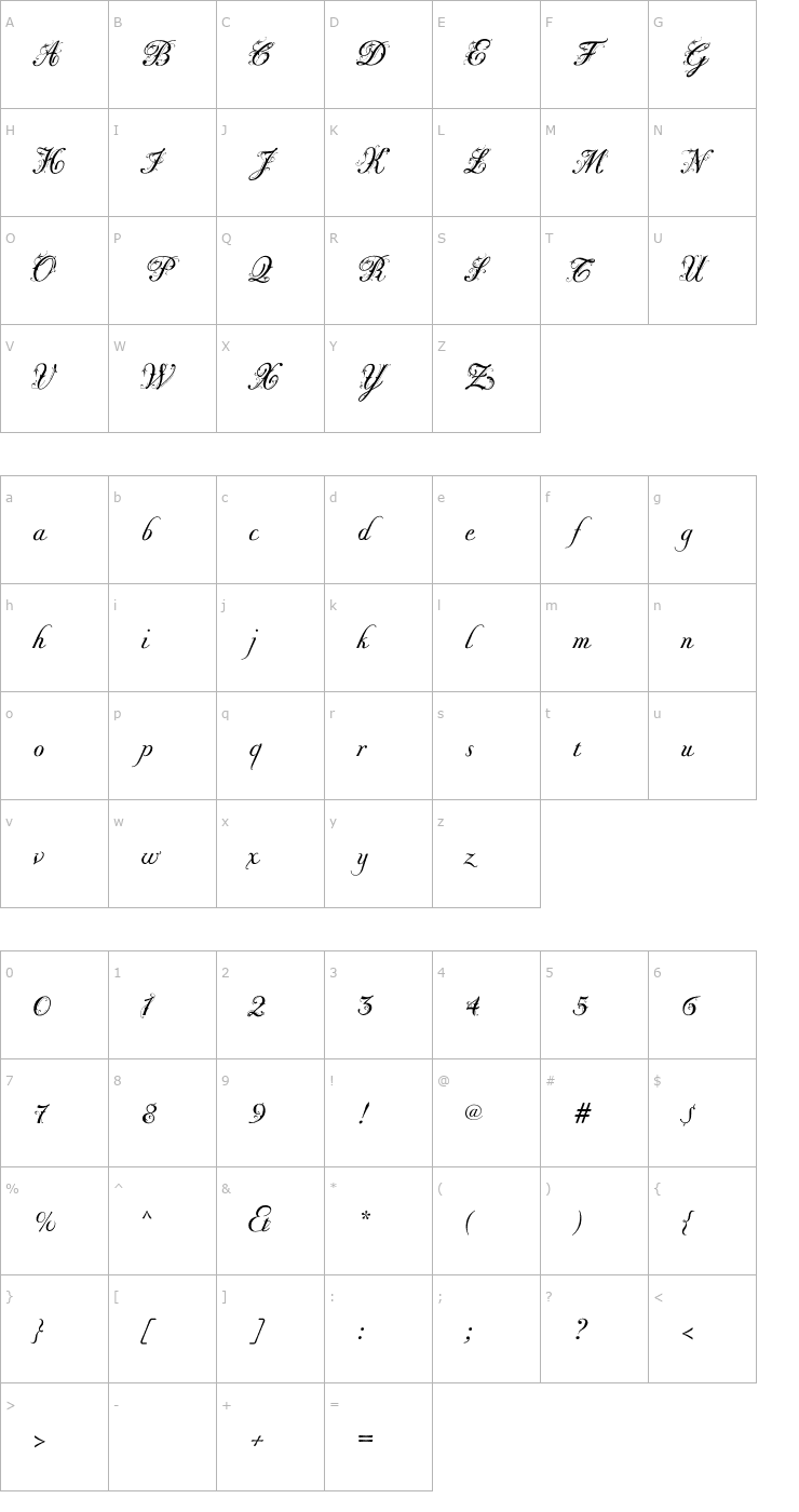 Character Map Fleurie Plus PDF Font