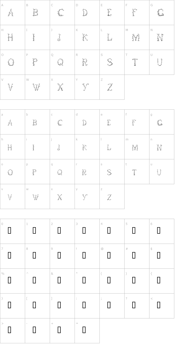 Character Map Fleurs de Liane Font