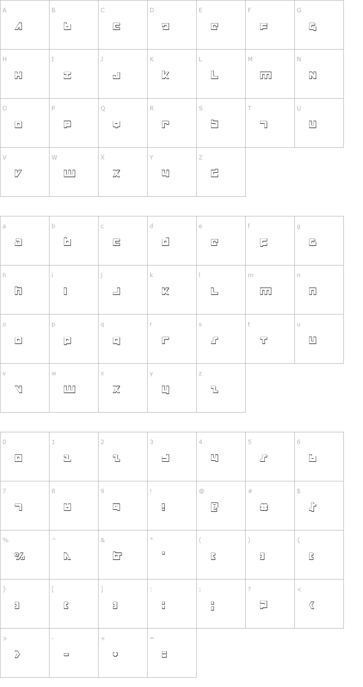 Character Map Flight Corps 3D Font