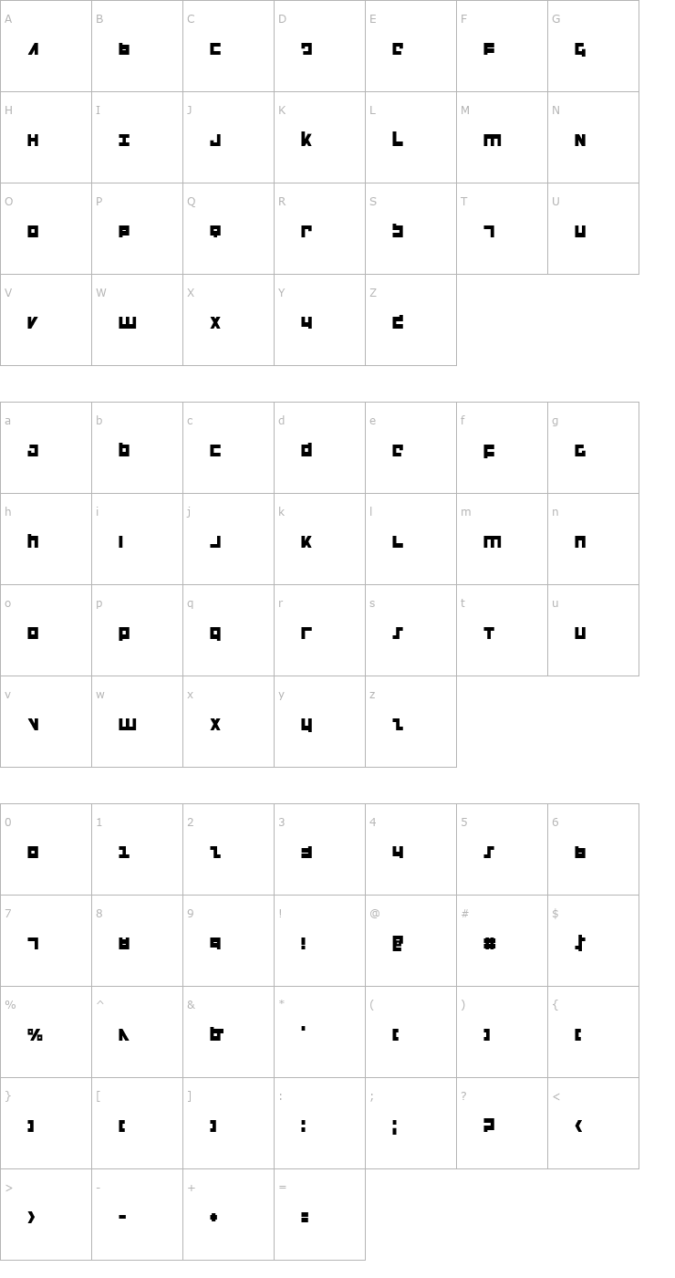 Character Map Flight Corps Condensed Font