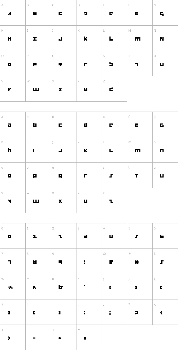 Character Map Flight Corps Font