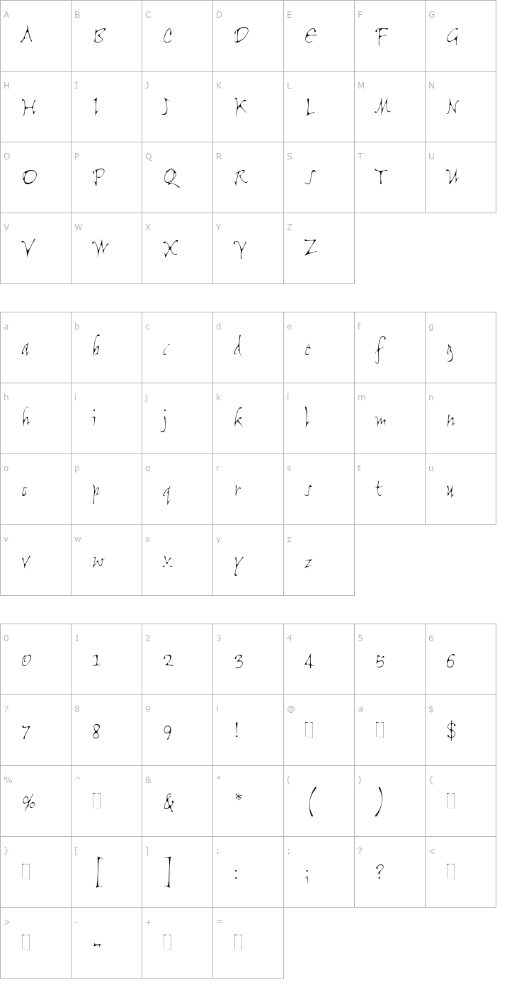 Character Map Flight Font