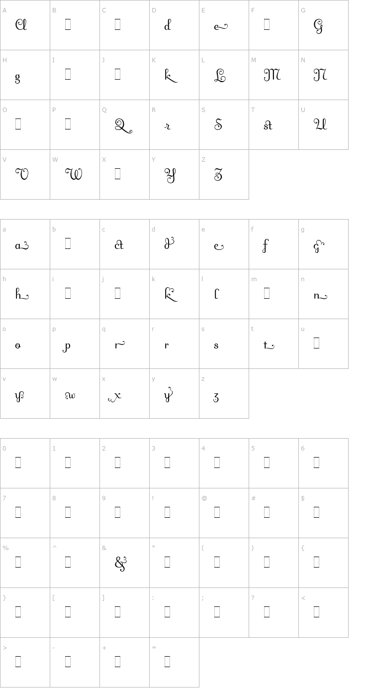 Character Map Fling Alts LET Plain1.0 Font