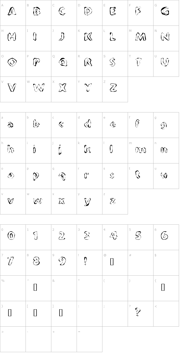 Character Map FlintPrint Font