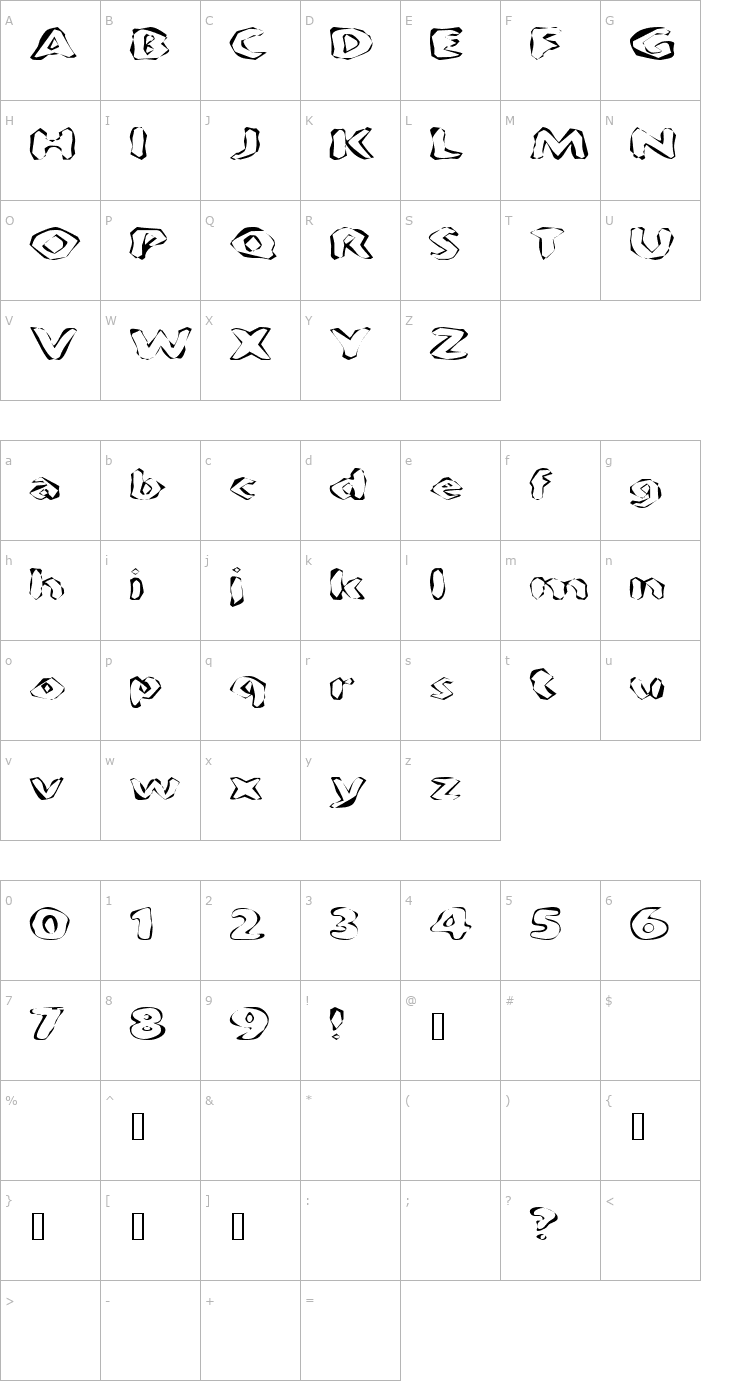 Character Map FlintPrintExtended Font