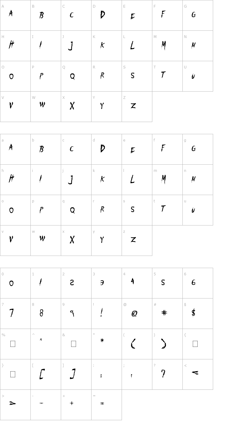 Character Map Flogged Font