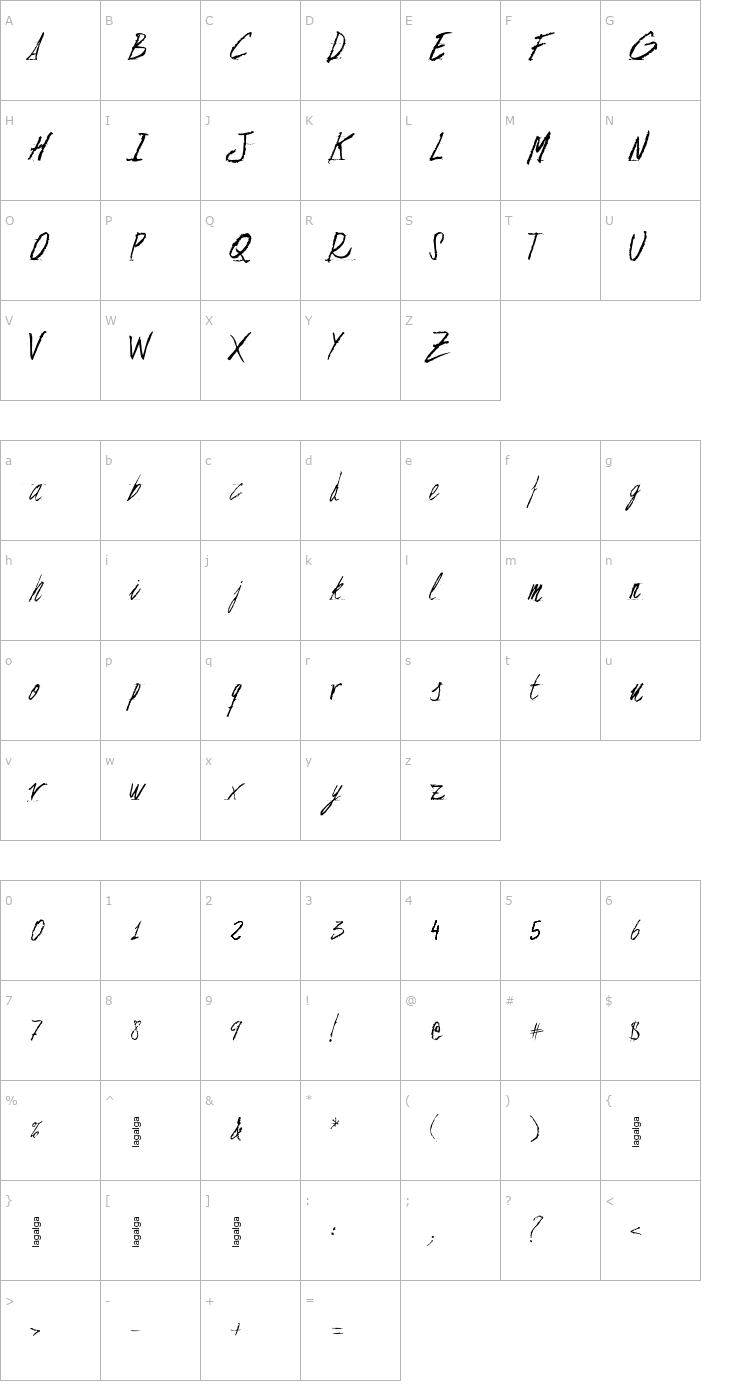 Character Map Floja Script Font