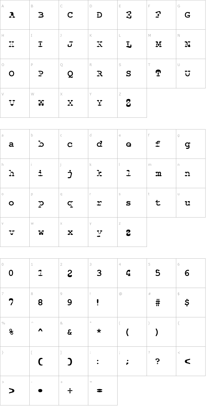 Character Map Floopi Bold Font