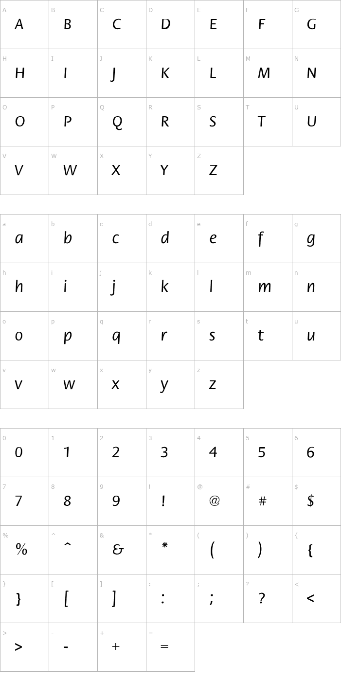 Character Map Flora-Normal Font