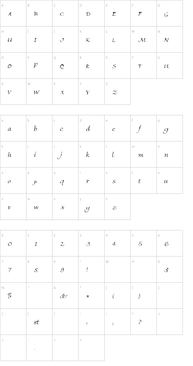 Character Map Florence-Light Font