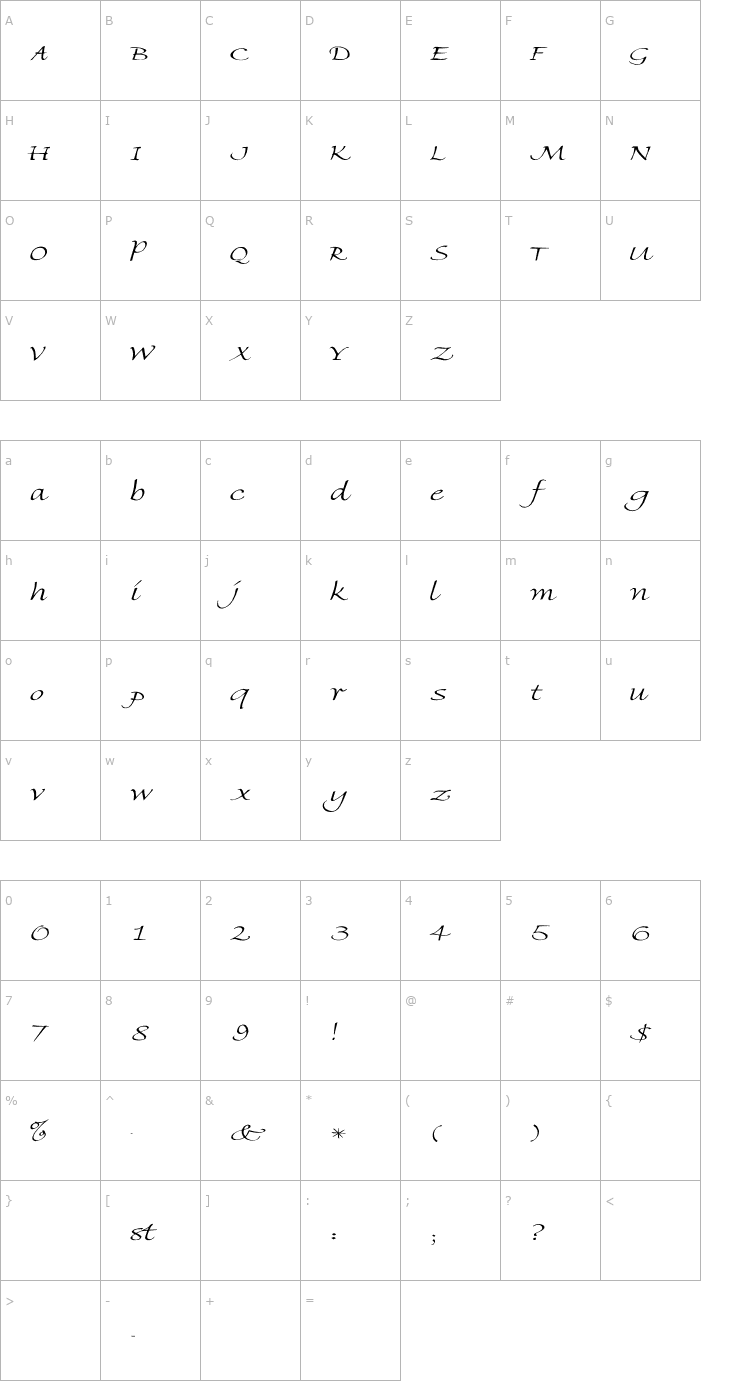 Character Map Florence-Light Wd Font