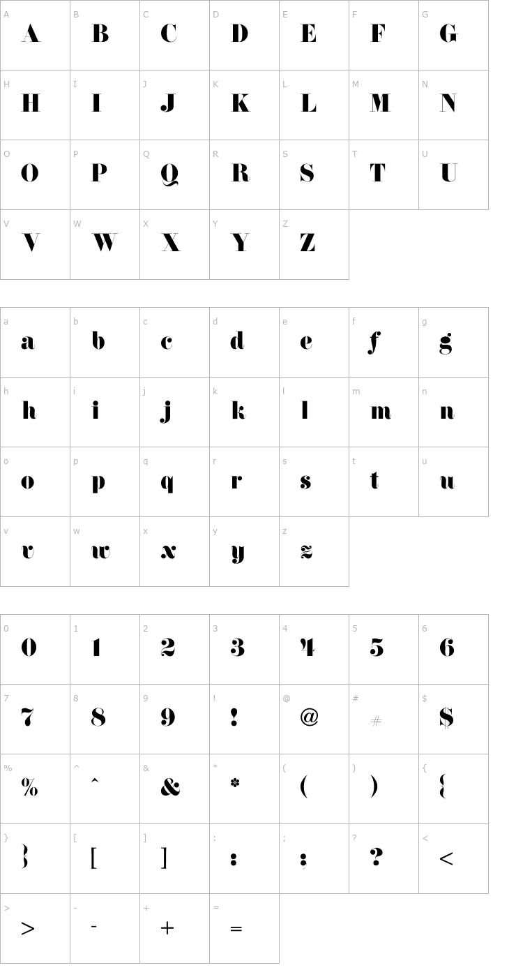 Character Map Florence-Normal Font