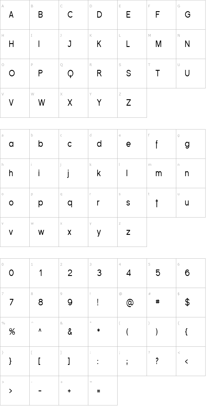 Character Map Florencesans Cond Font