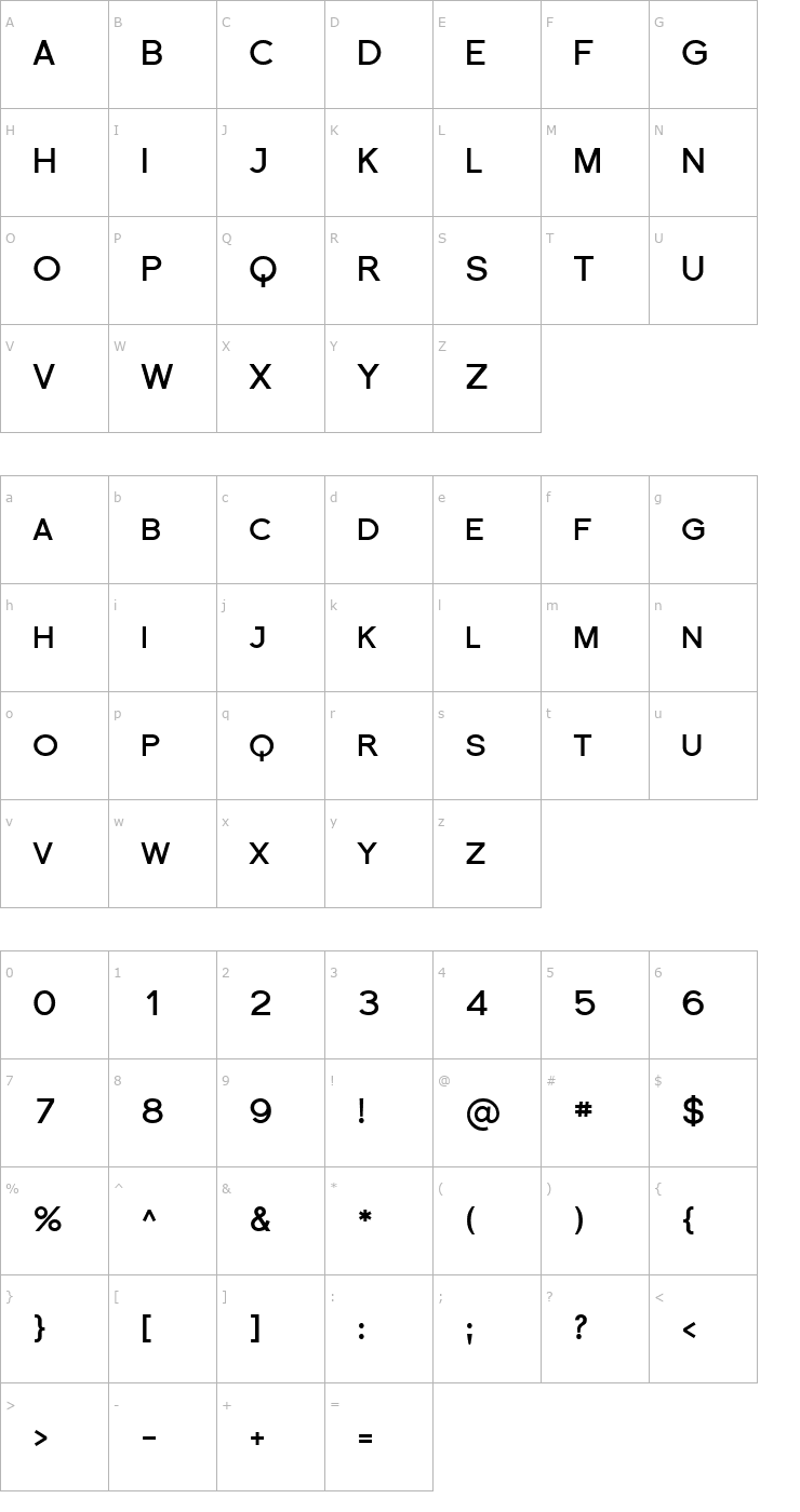 Character Map Florencesans SC Bold Font