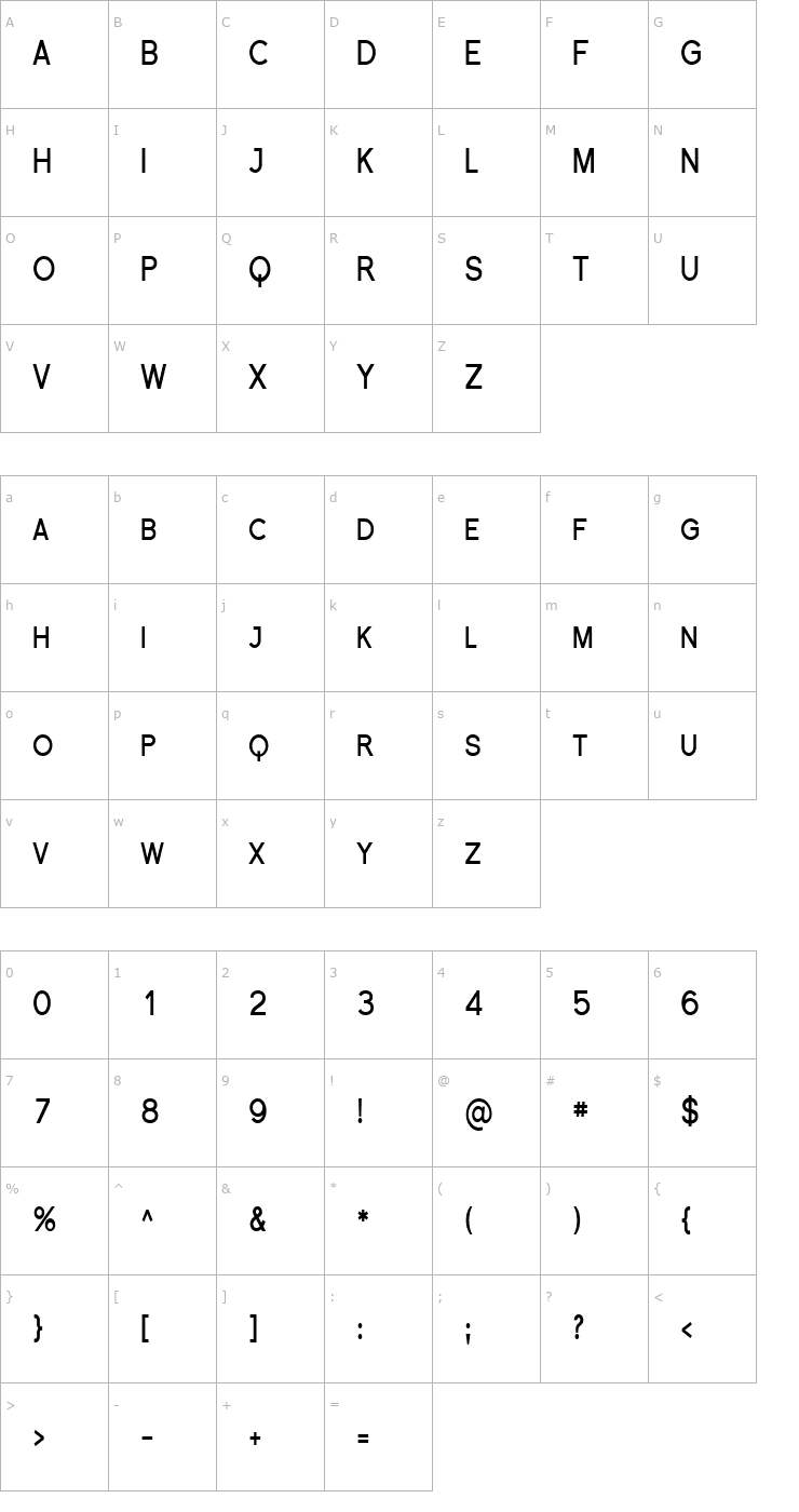 Character Map Florencesans SC Cond Bold Font