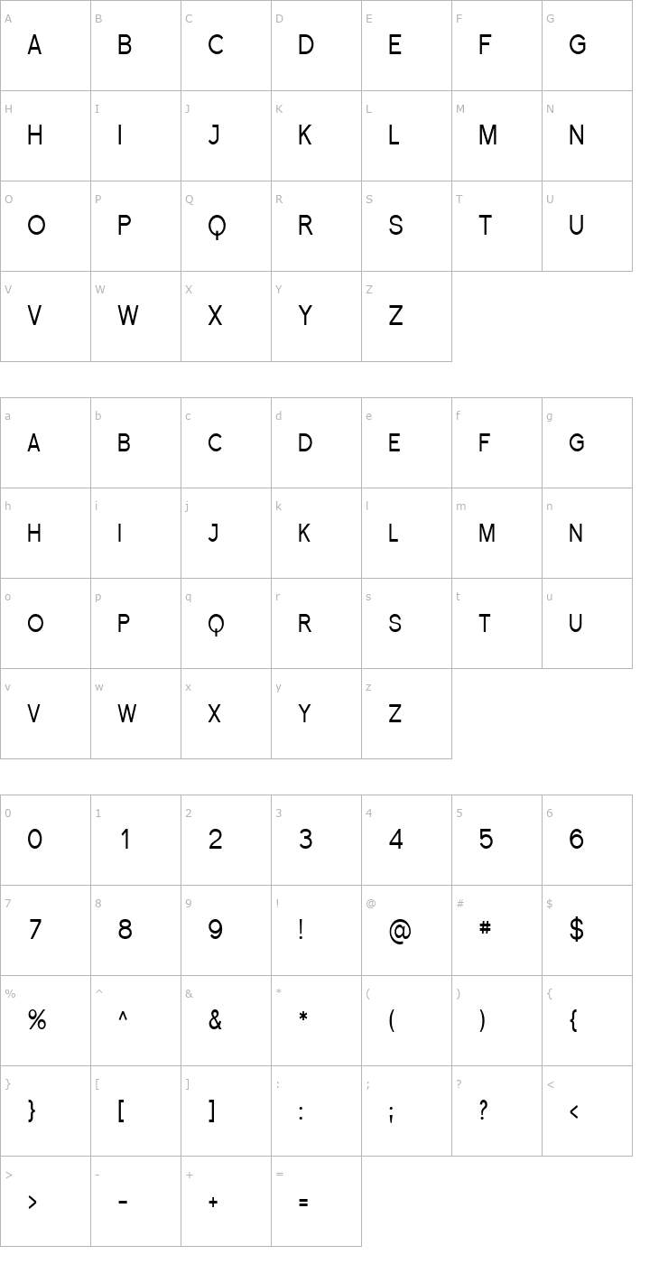 Character Map Florencesans SC Cond Font