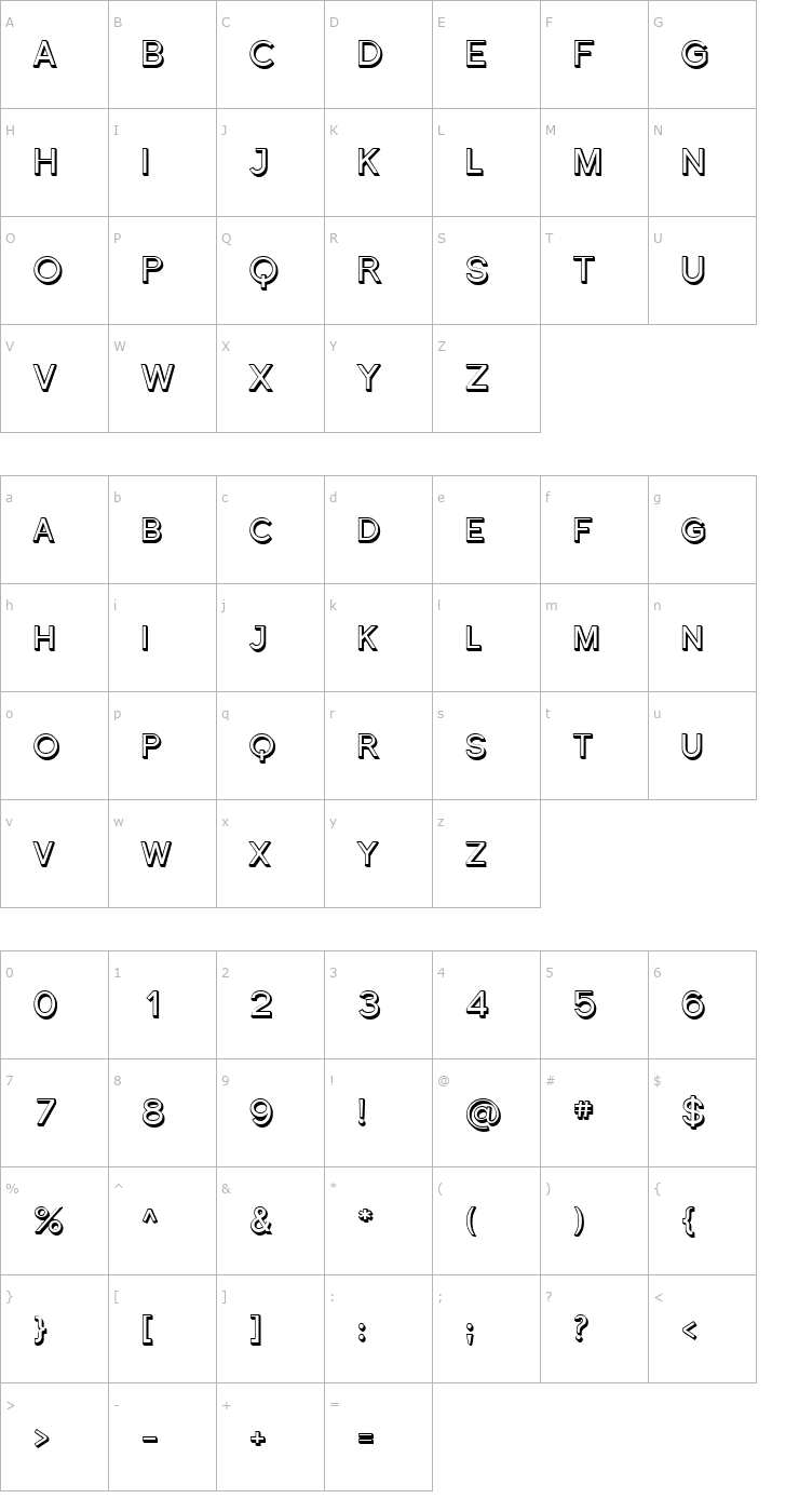 Character Map Florencesans SC Shaded Font