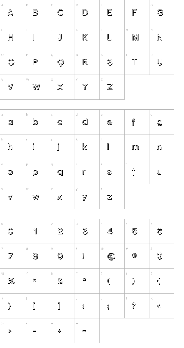 Character Map Florencesans Shaded Font