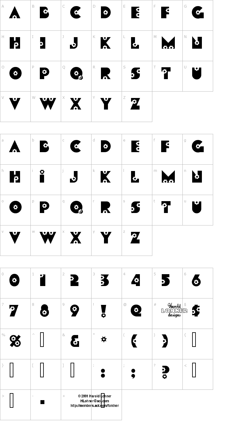 Character Map Flores Font